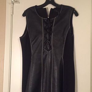 Bcbgmaxazria blk leather solo sleeveless dress